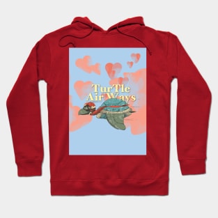 The flying turtle in the sky with heart clouds Hoodie